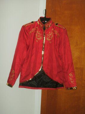 Cosplay Royal Red Jacket Gold Embroidery Military Band Ring Master Costume ~ M